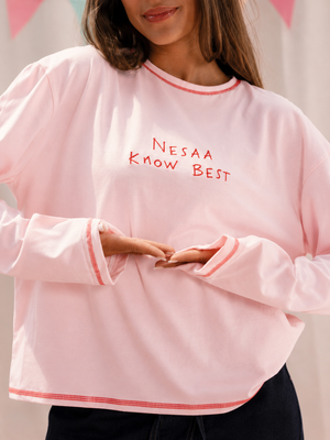 Nesaa Know Best Long Sleeve T-Shirt In Pink