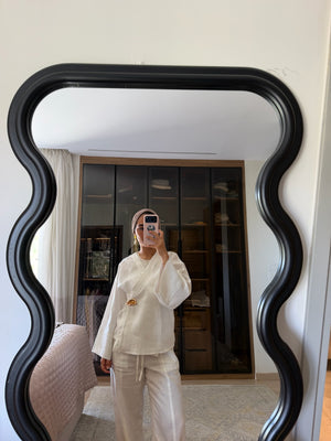 Linen Crossover Kimono in White