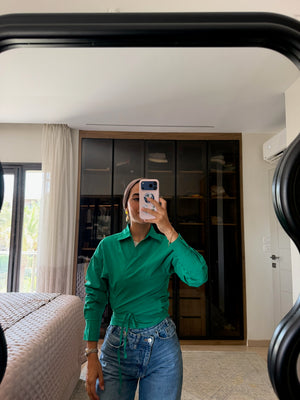 Tied-to-You Cropped Shirt in Green