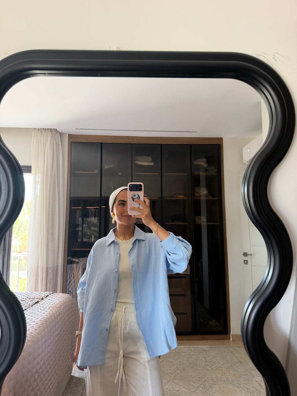 Cotton Muslin Shirt in Baby Blue