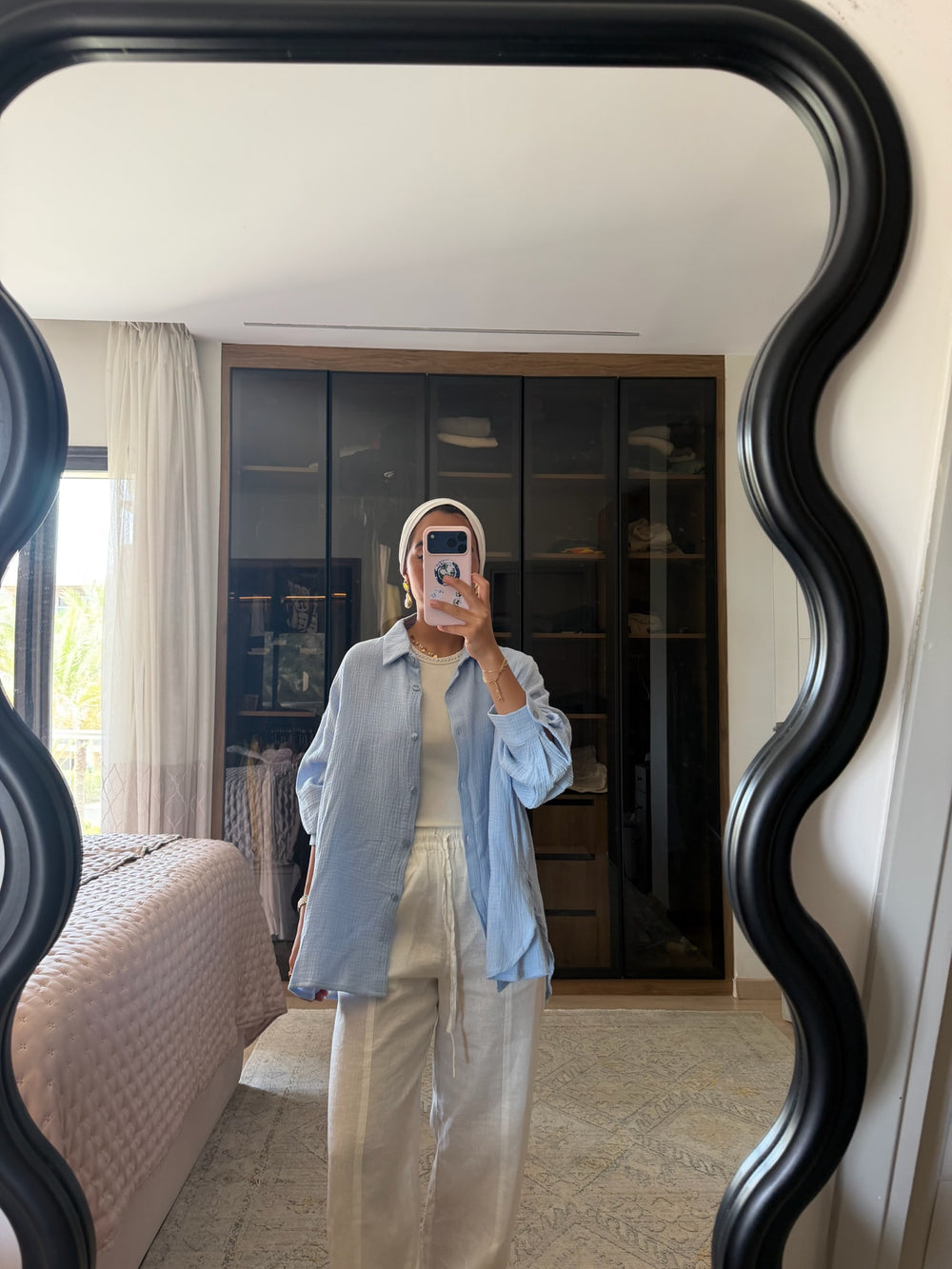Cotton Muslin Shirt in Baby Blue