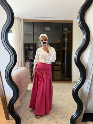 Midi Skirt With Scarf in Magenta