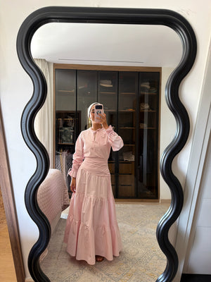 Side Drape Dress in Pink