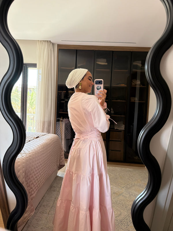 Side Drape Dress in Pink