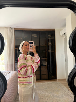 Multi-Stripe Crochet Cardigan