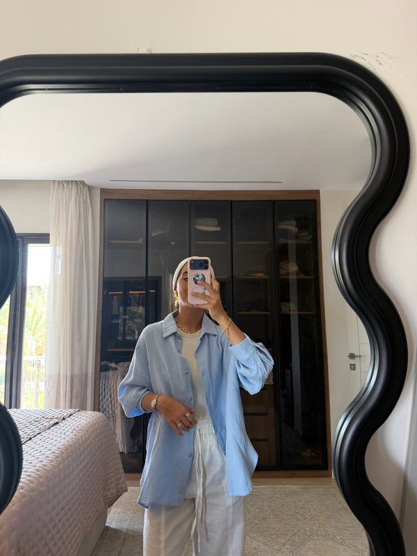 Cotton Muslin Shirt in Baby Blue