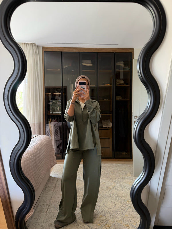 Ultra Soft Single Pleat Set in Olive