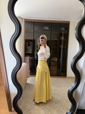 Midi Skirt With Scarf in Yellow