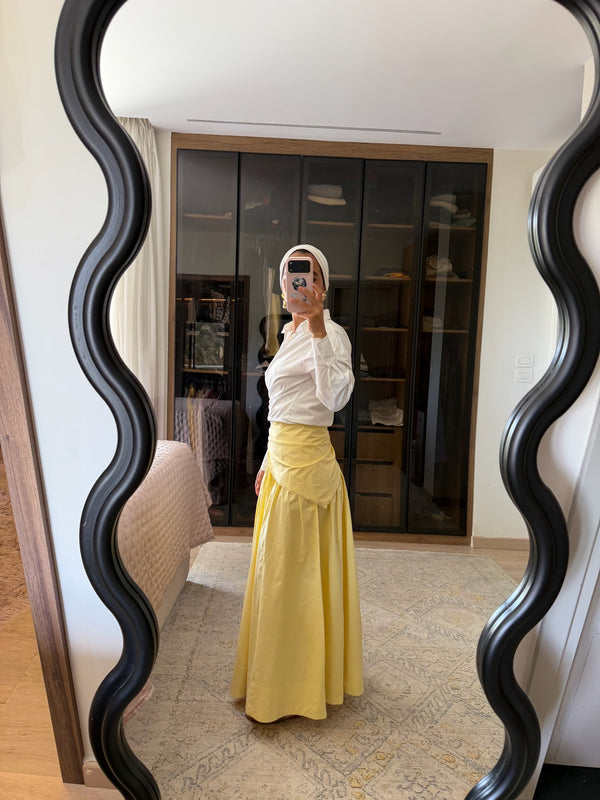 Midi Skirt With Scarf in Yellow