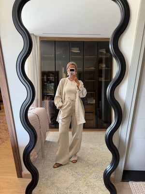 Drawstring Linen Pants in Beige