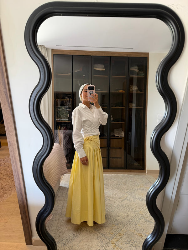 Midi Skirt With Scarf in Yellow