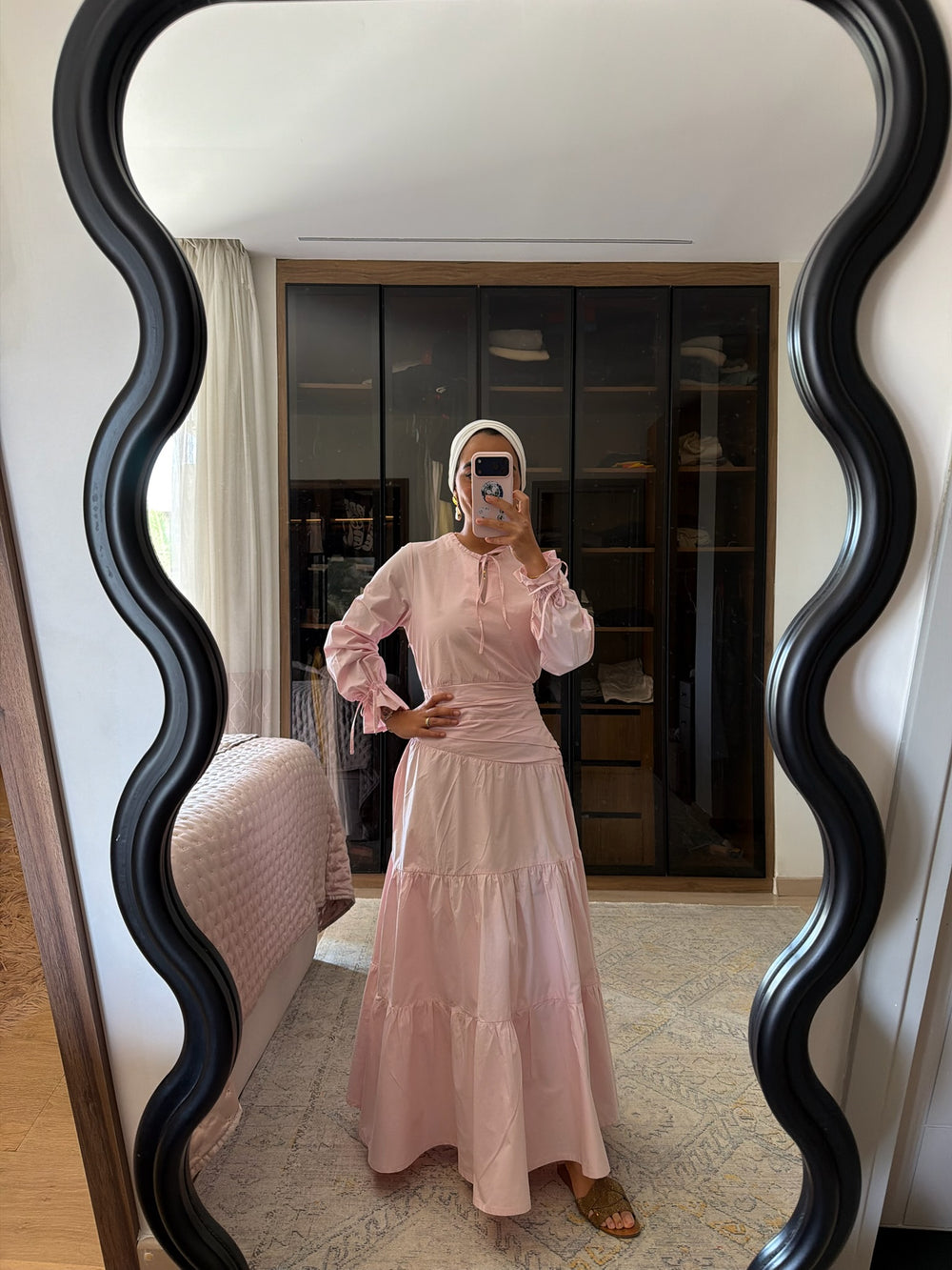 Side Drape Dress in Pink