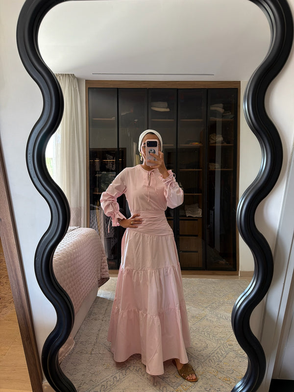Side Drape Dress in Pink