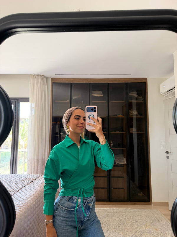 Tied-to-You Cropped Shirt in Green