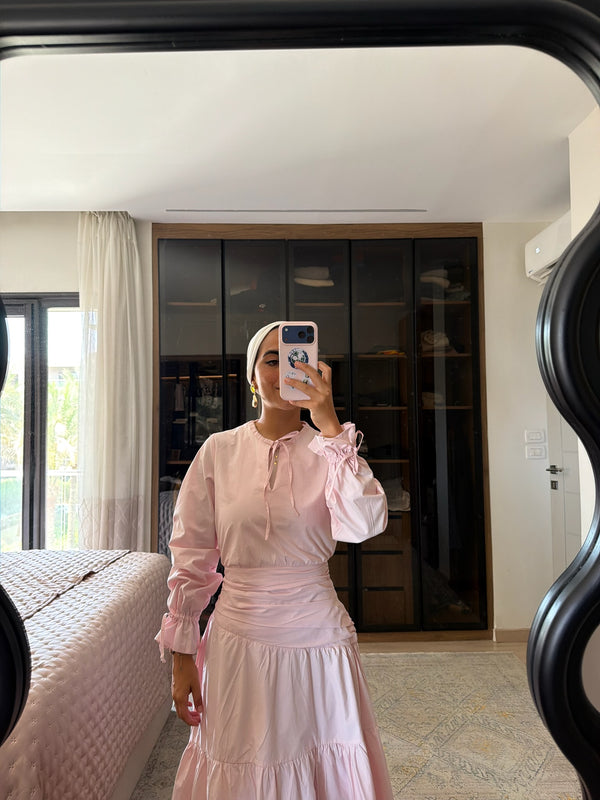 Side Drape Dress in Pink