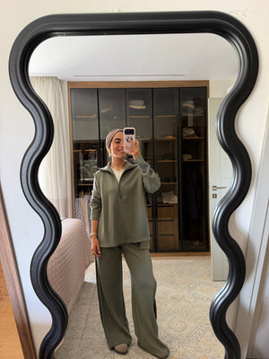 Ultra Soft Single Pleat Set in Olive