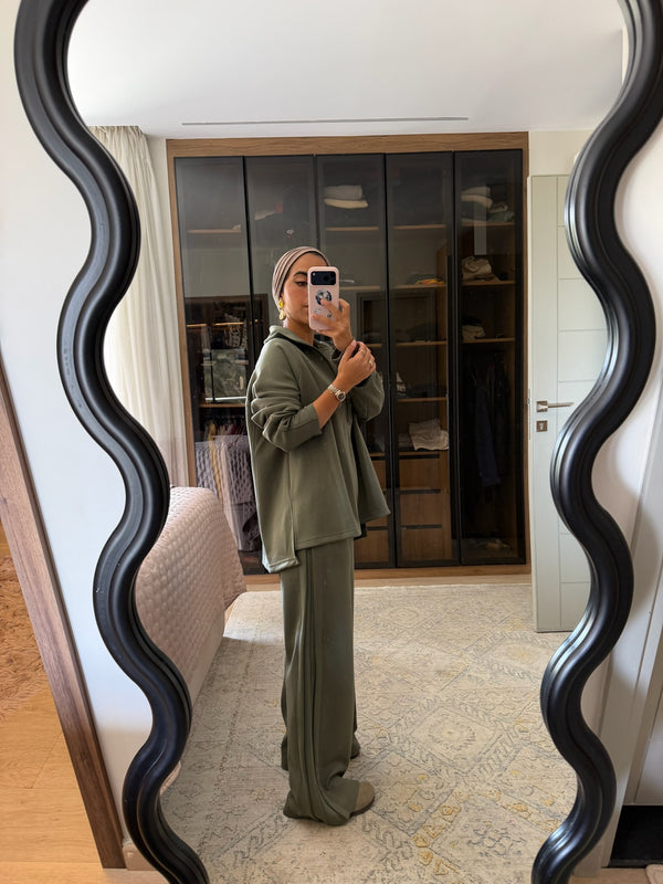 Ultra Soft Single Pleat Set in Olive