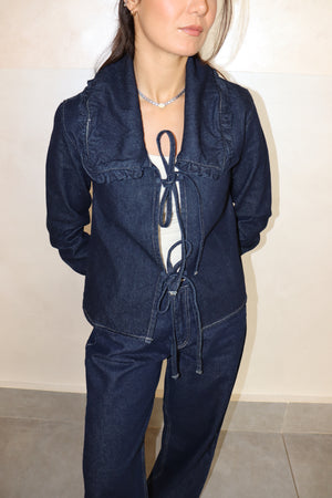 Frill Collar Denim Top