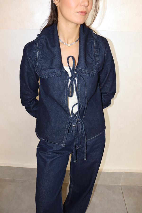 Frill Collar Denim Top