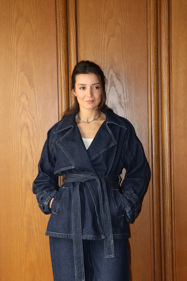 Short Denim Trench