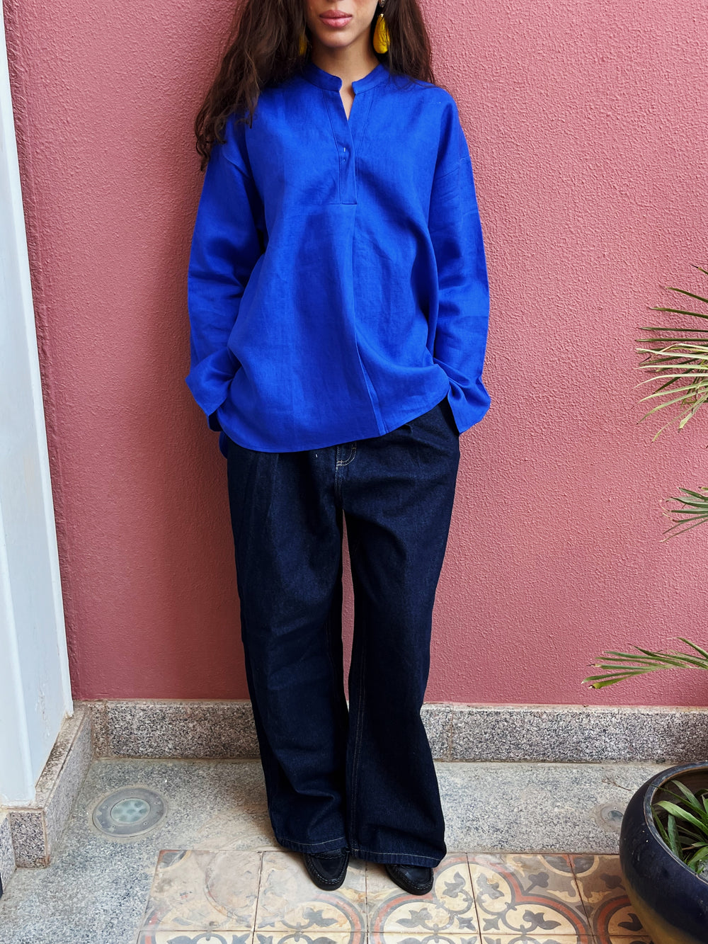 Mandarin Shirt in Royal Blue