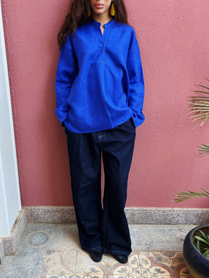 Mandarin Shirt in Royal Blue
