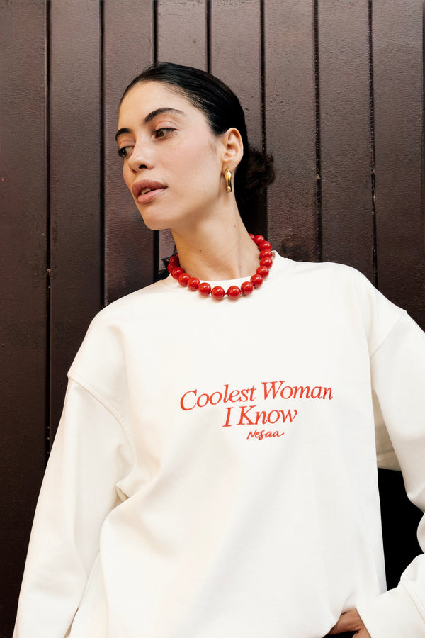 Coolest Woman I Know Sweatshirt in Off White