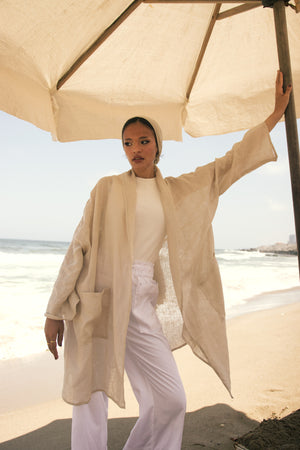Mesh Kimono in Beige