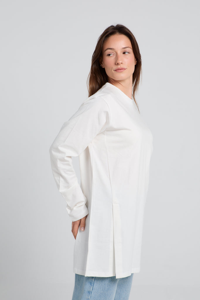 Easy To Do It Long Sleeve Tee Shirt in Off-White