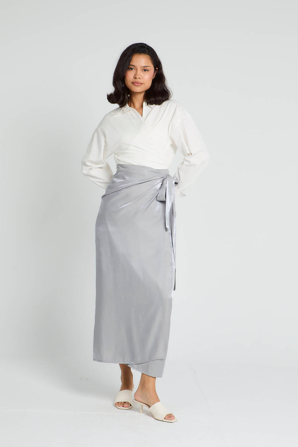 Shimmery Wrap Skirt in Grey