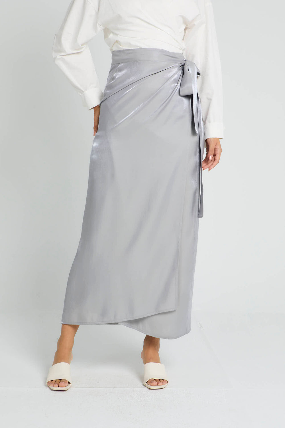 Shimmery Wrap Skirt in Grey