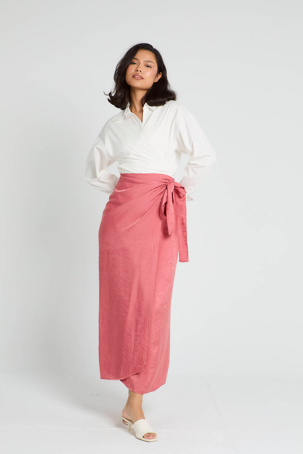 Shimmery Wrap Skirt in Blush