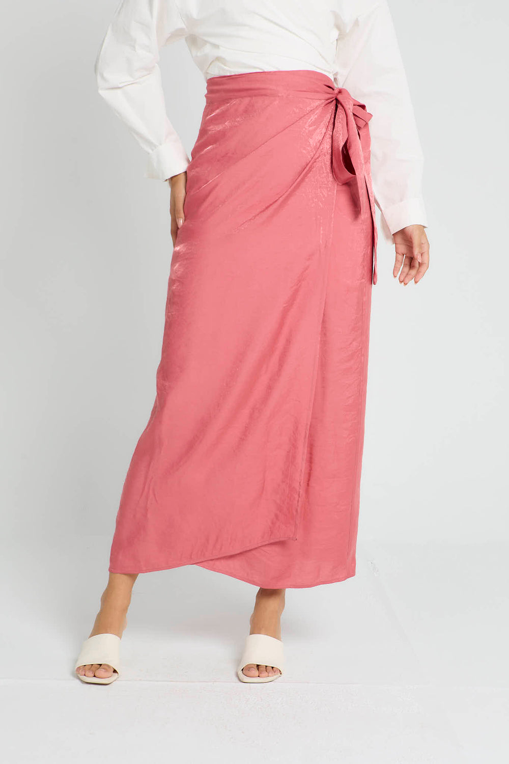 Shimmery Wrap Skirt in Blush