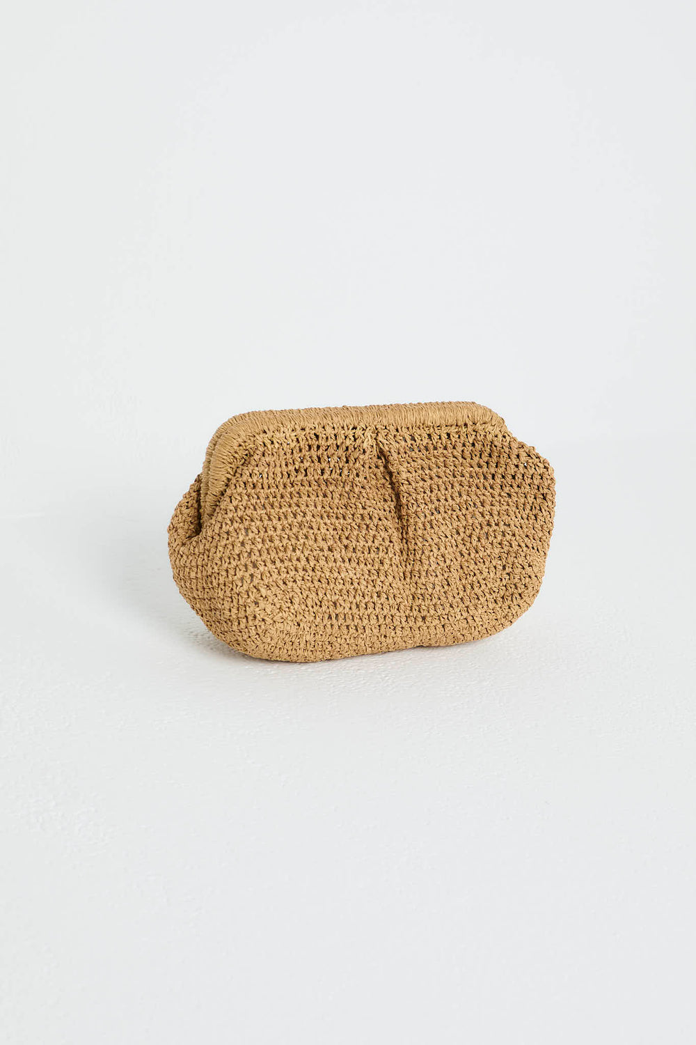 Raffia Clutch in Camel