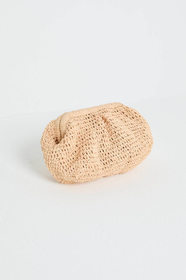 Raffia Clutch in Wheat