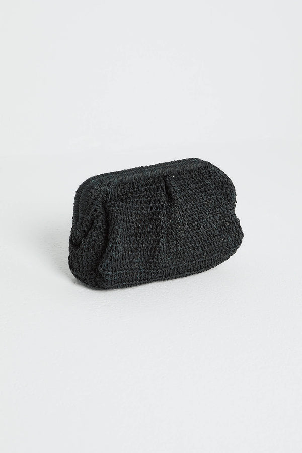 Raffia Clutch in Black