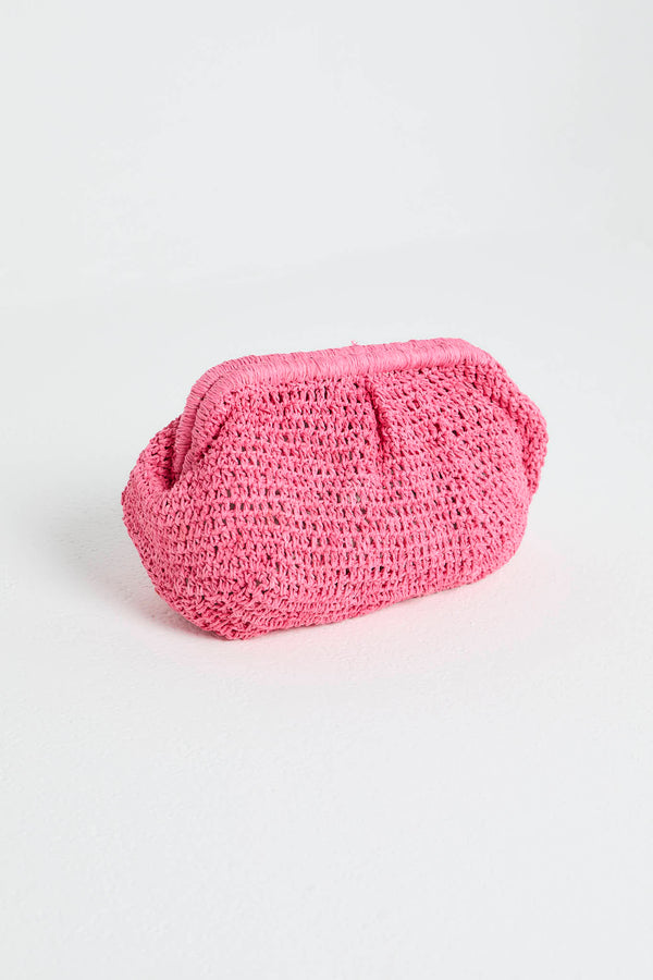 Raffia Clutch in Pink
