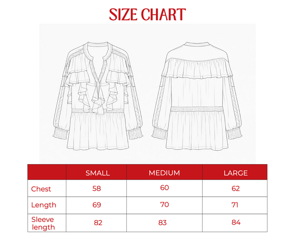 Chiffon Ruffled Blouse With Lace Trim In Black