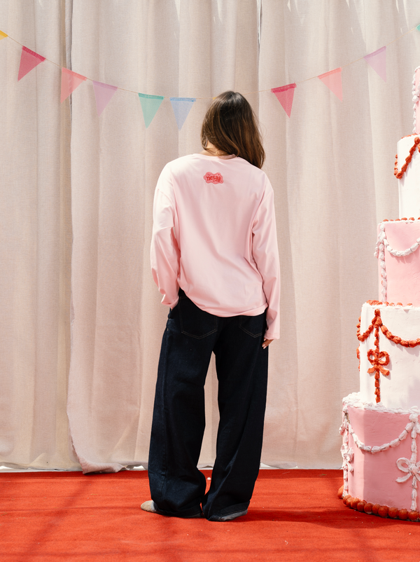 Nesaa Know Best Long Sleeve T-Shirt In Pink&Red
