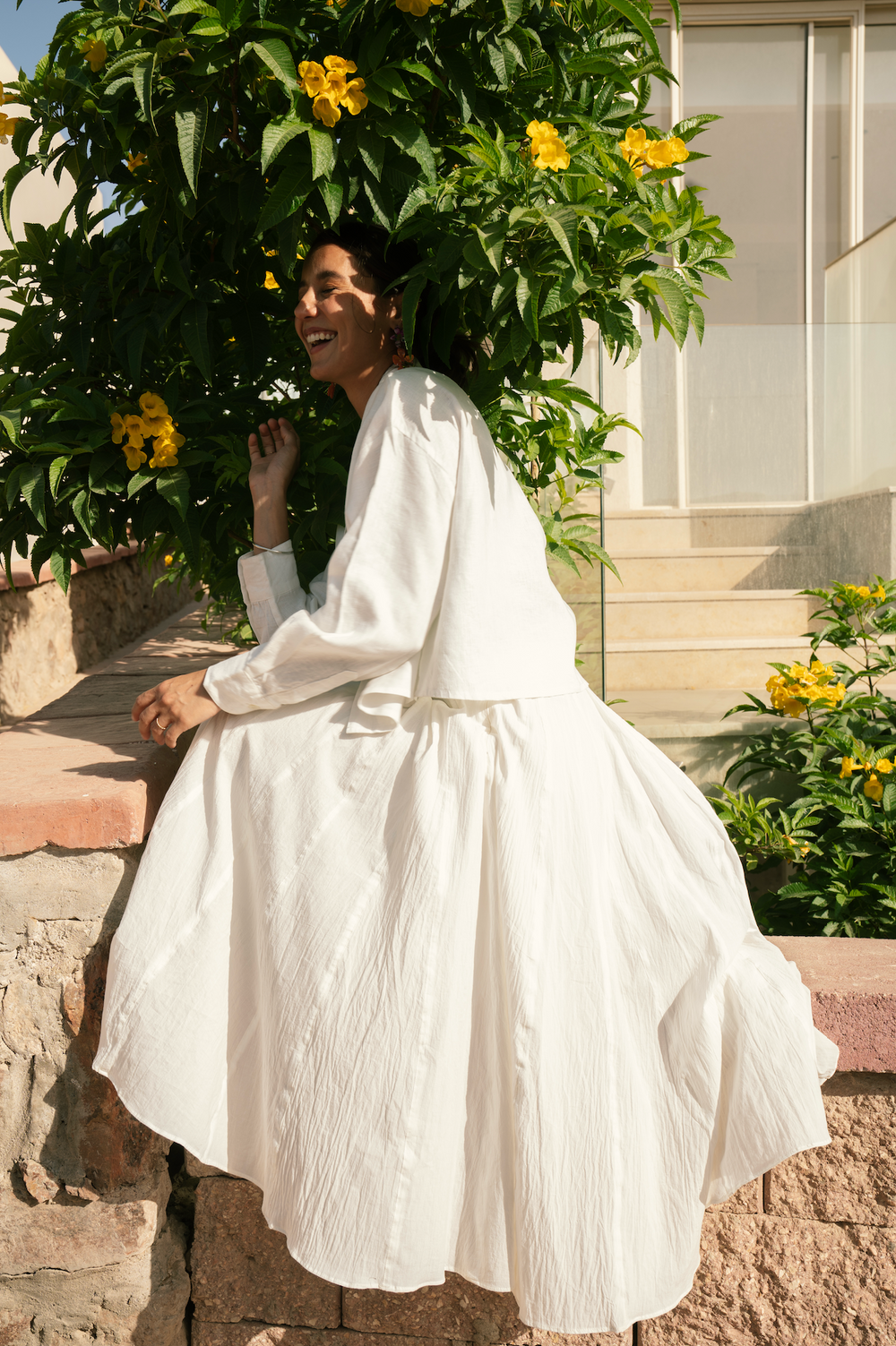 Godet Skirt in Offwhite