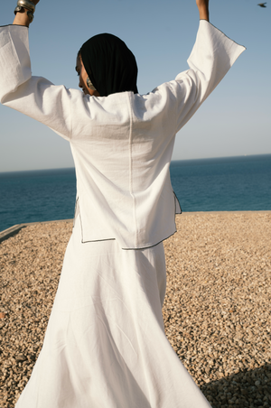 Linear Linen Skirt