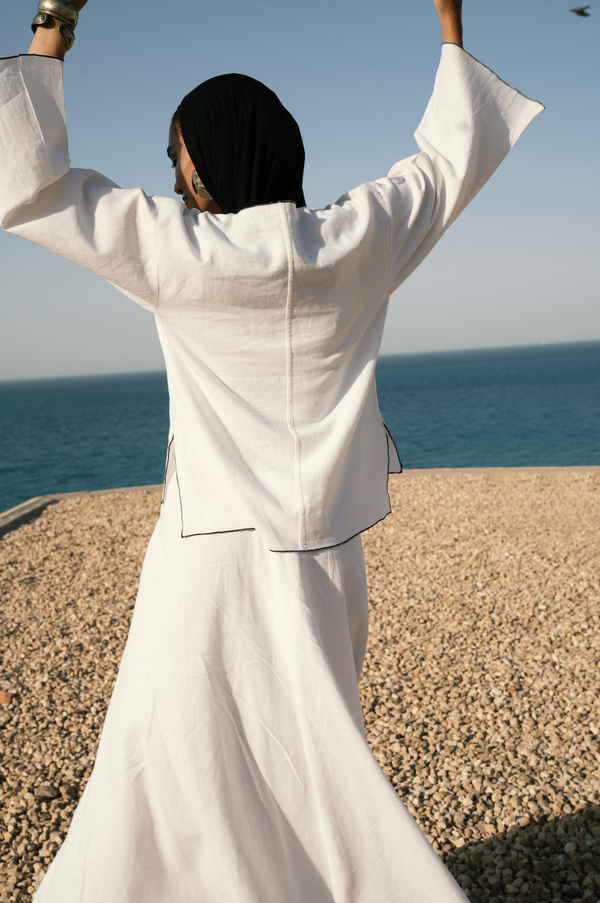 Linear Linen Skirt