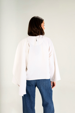 Linen Scarf Top in Offwhite
