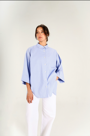 Boxy Striped Shirt in Blue