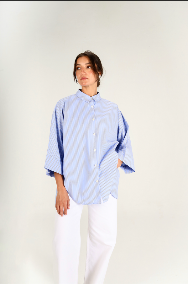 Boxy Striped Shirt in Blue