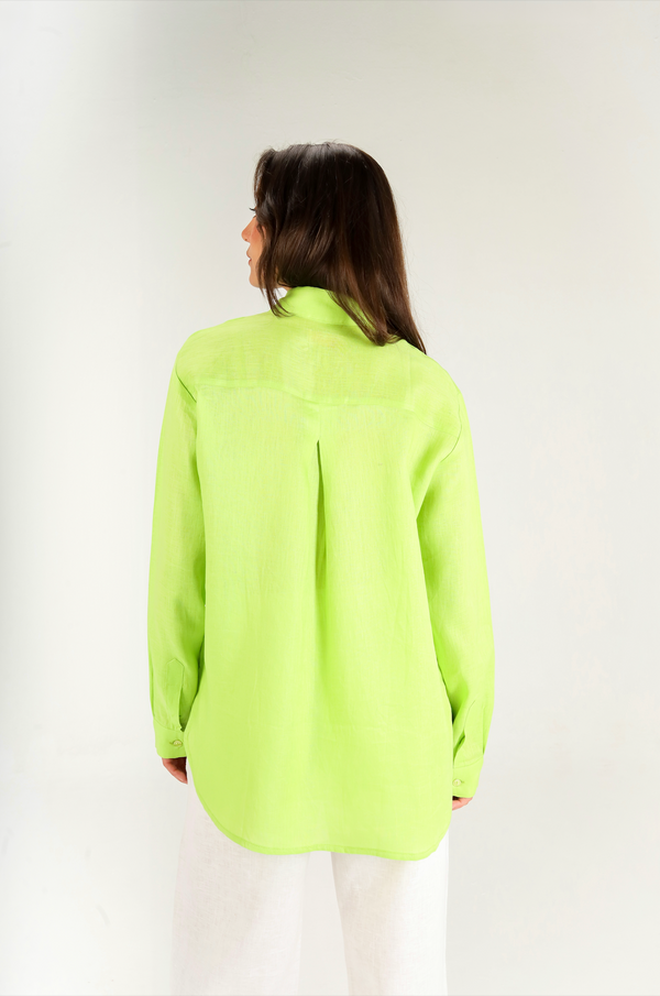 Oversized Linen Shirt in Lime