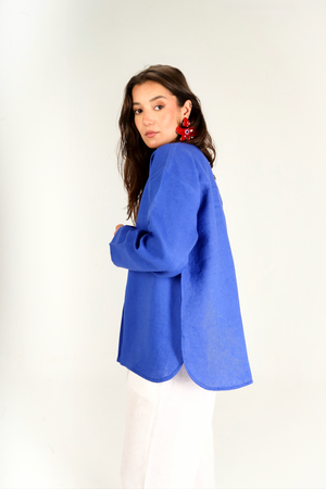 Mandarin Shirt in Royal Blue