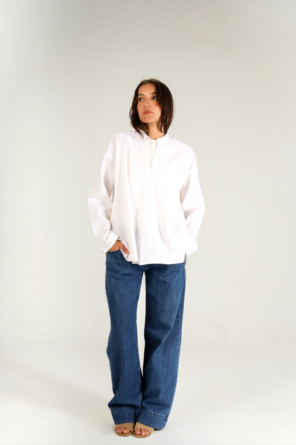 Mandarin Shirt in Offwhite