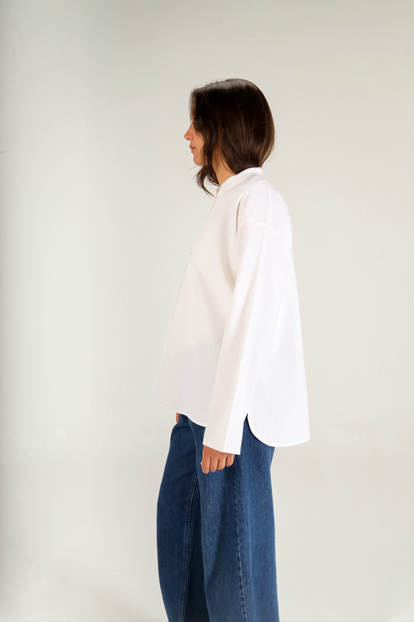 Mandarin Shirt in Offwhite
