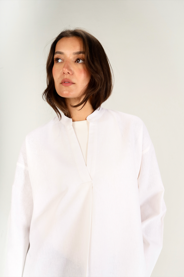 Mandarin Shirt in Offwhite